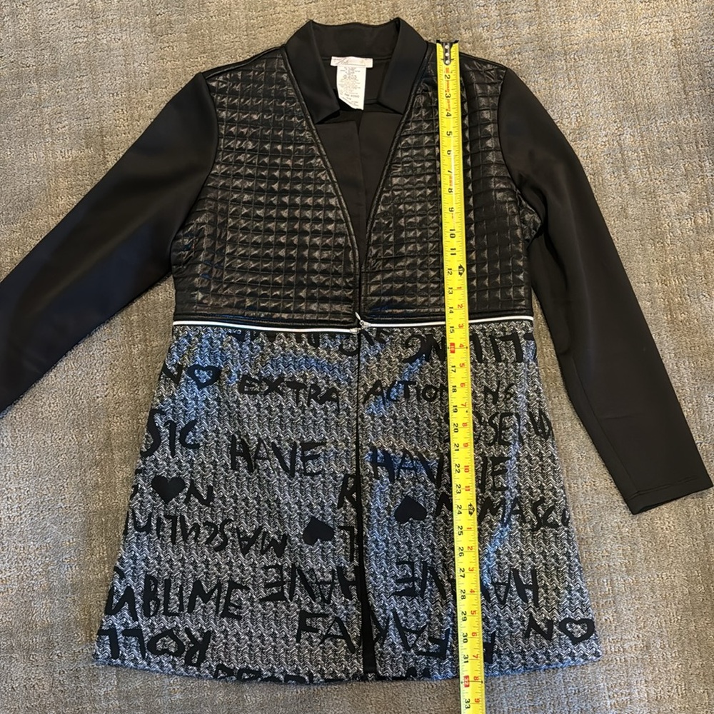 Black Quilted & Patterned Longline Blazer Jacket - Picture 7 of 8